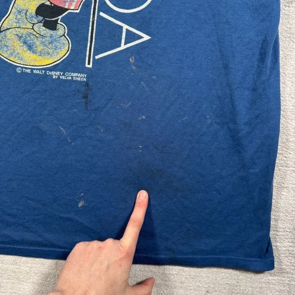 Mickey Mouse Shirt Mens 2XL Blue Florida Vintage 80s Distressed Velva Sheen - Picture 5 of 12